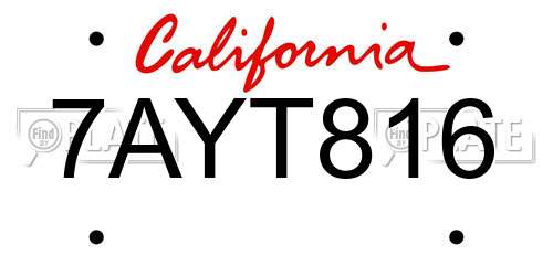 7AYT816 California License Plate