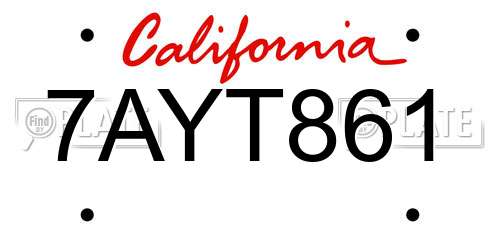 7AYT861 California License Plate