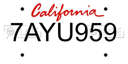7AYU959 California License Plate