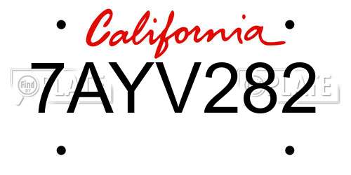 7AYV282 California License Plate