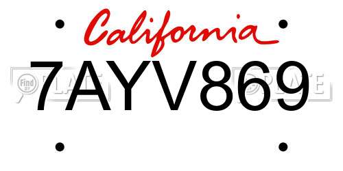 7AYV869 California License Plate
