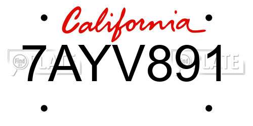 7AYV891 California License Plate