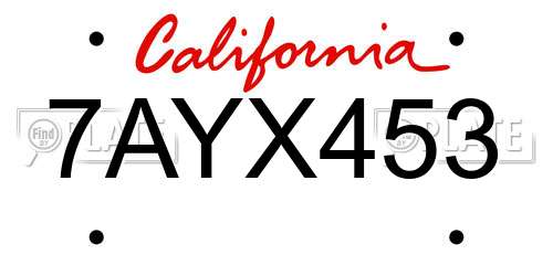 7AYX453 California License Plate