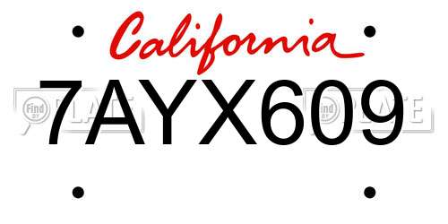 7AYX609 California License Plate