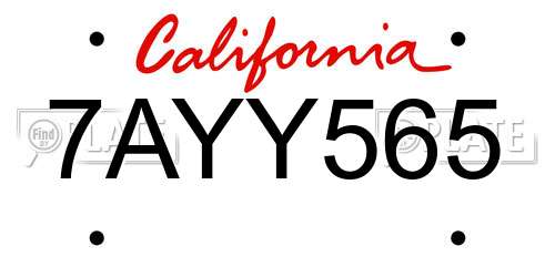 7AYY565 California License Plate