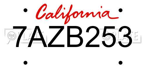 7AZB253 California License Plate