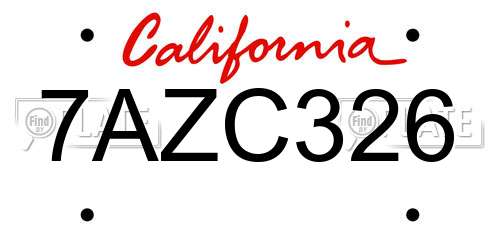 7AZC326 California License Plate