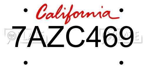 7AZC469 California License Plate