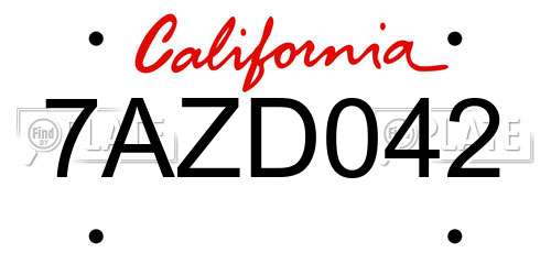 7AZD042 California License Plate