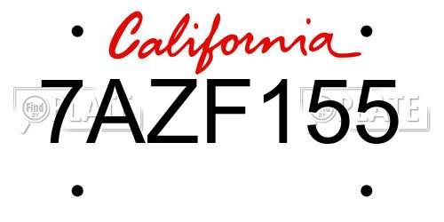7AZF155 California License Plate
