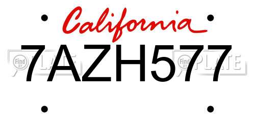 7AZH577 California License Plate