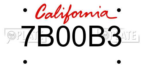 7B00B3 California License Plate