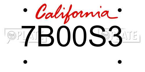 7B00S3 California License Plate