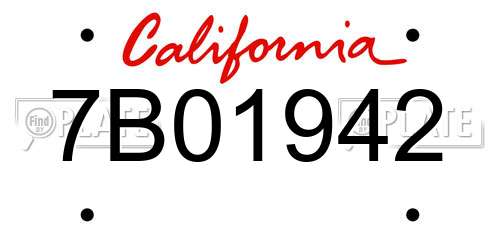 7B01942 California License Plate