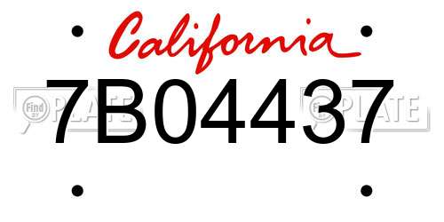 7B04437 California License Plate
