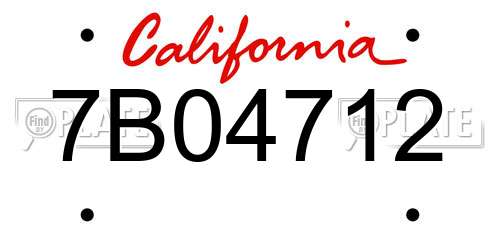 7B04712 California License Plate