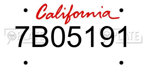 7B05191 California License Plate