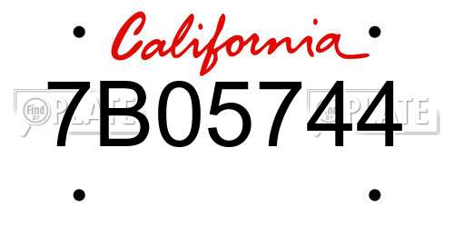 7B05744 California License Plate