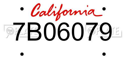 7B06079 California License Plate