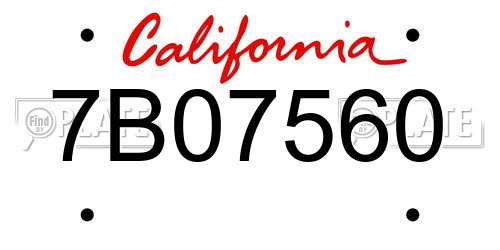 7B07560 California License Plate