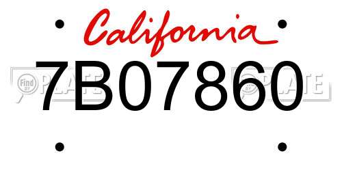 7B07860 California License Plate