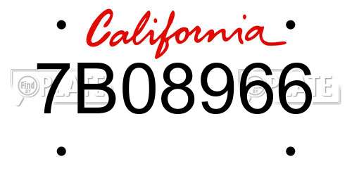 7B08966 California License Plate