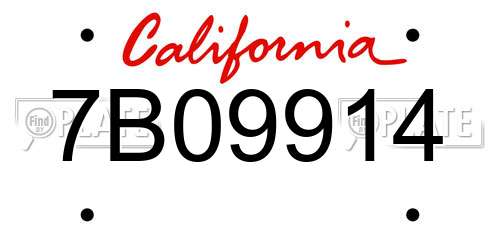 7B09914 California License Plate