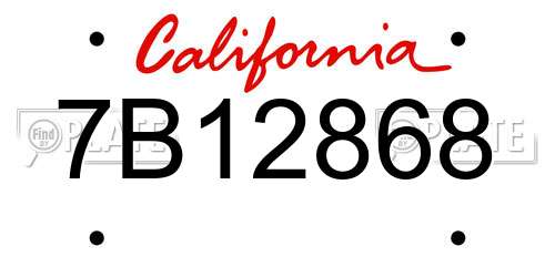 7B12868 California License Plate