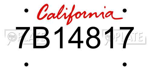 7B14817 California License Plate