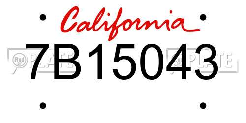 7B15043 California License Plate