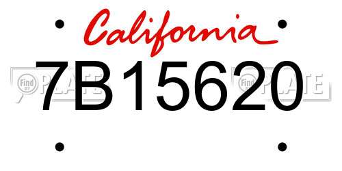 7B15620 California License Plate