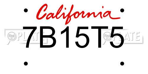 7B15T5 California License Plate