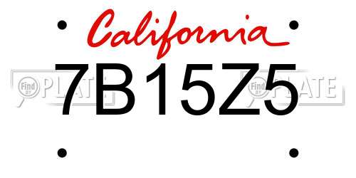 7B15Z5 California License Plate