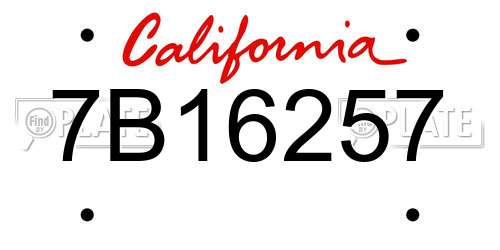 7B16257 California License Plate