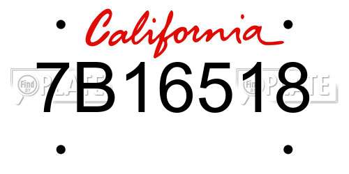 7B16518 California License Plate