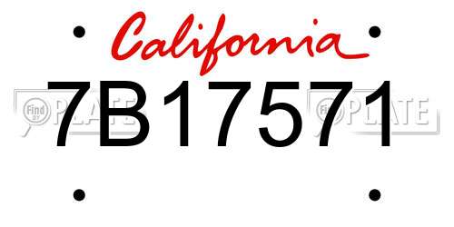 7B17571 California License Plate