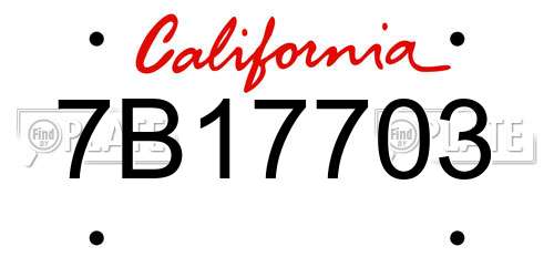 7B17703 California License Plate