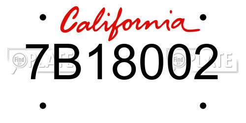 7B18002 California License Plate