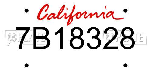 7B18328 California License Plate