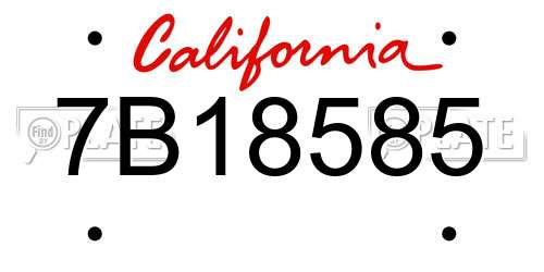 7B18585 California License Plate
