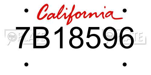 7B18596 California License Plate