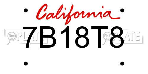 7B18T8 California License Plate