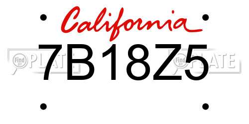 7B18Z5 California License Plate