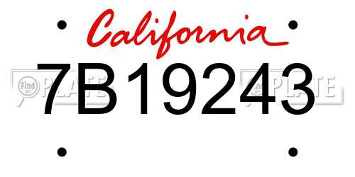 7B19243 California License Plate