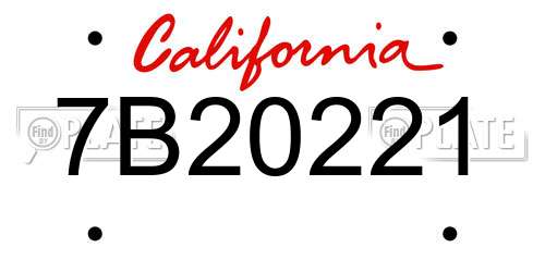 7B20221 California License Plate