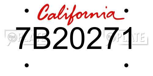7B20271 California License Plate