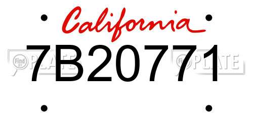 7B20771 California License Plate