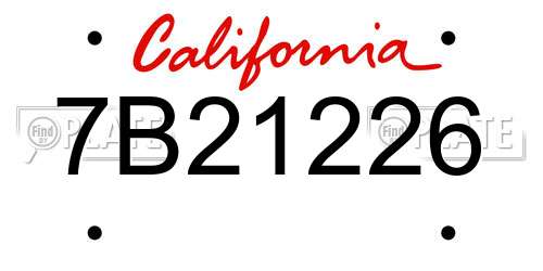 7B21226 California License Plate