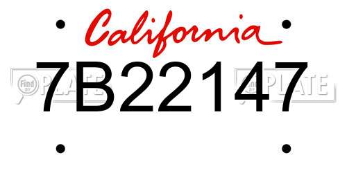 7B22147 California License Plate