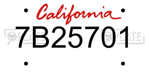7B25701 California License Plate